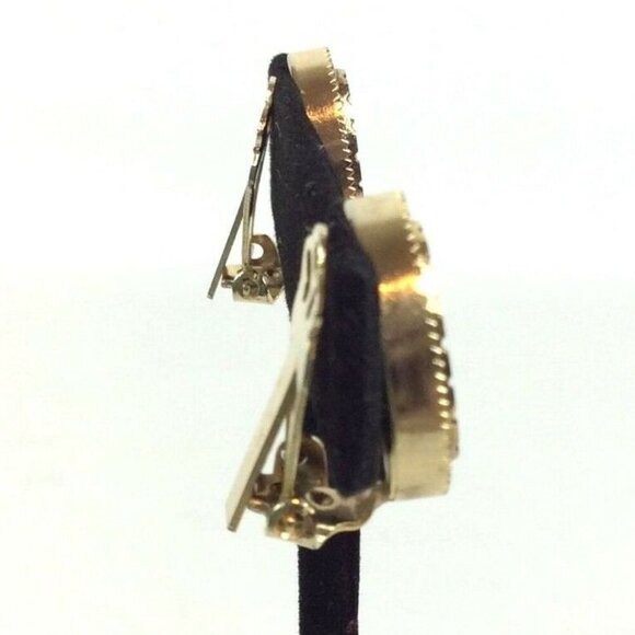 Vintage Goldtone Black Onyx Oval Clip-On Earrings - Picture 5 of 6